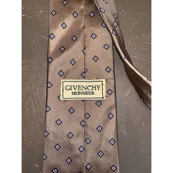 Vintage Givenchy Monsieur Geometric Patterened Classic Silk 57” Tie Italy - Picture 7 of 8